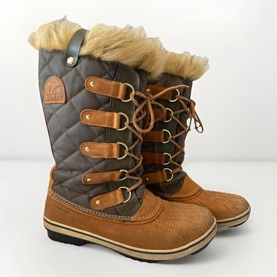 Botas impermeables Sorel para mujer Joan Of Arctic de cuero tostado/acolchadas talla 9 Foto 1 de 4