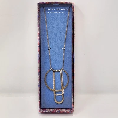 Nuevo Collar Cadena Colgante Geométrico Dos Tonos Marca Lucky Deslizante Boho Informal Foto 1 de 4