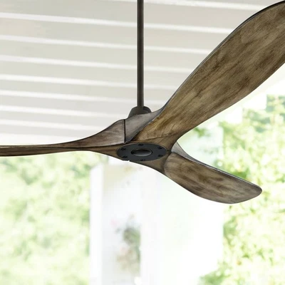 60" Visual Comfort Maverick Pewter and Oak Ceiling Fan with Remote - Image 1 of 2