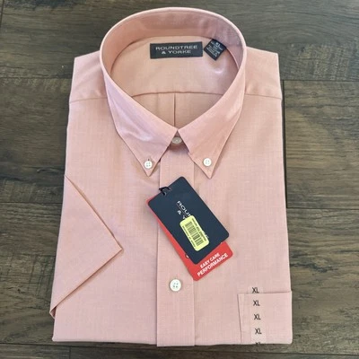 Roundtree & Yorke NEW Easy Care Peach Shirt Short Sleeve Button Down XL NWT D6 - Image 1 of 4