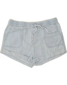 VOLCOM Womens Hot Pants UK 0/2 XS W30 Blue Cotton CF40 - Picture 1 of 3