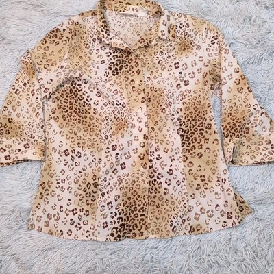 Camisa Covington Para Mujer M Doble Botones Estampado Animal Top Cómoda Informal Foto 1 de 4