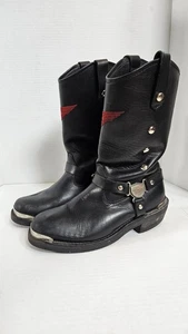 Vintage Red Wings Biker Boots Size 8 B Women’s #1670 Embroidered Logo - Picture 1 of 9
