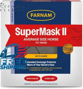 Farnam Super Mask II Average Size Horse Fly Mask with Ears Free Shipping - Picture 1 of 7