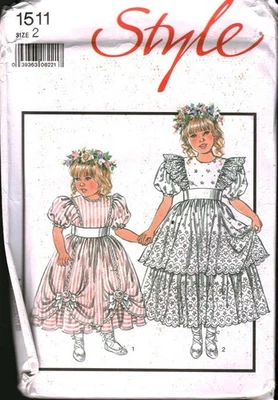 1511 Vintage UNCUT Style Sewing Pattern Girls 1990s Bridesmaids Party Dress FF 2 - Image 1 of 2