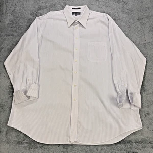 Paul Frederick French Cuff Shirt Men 18.5 35 White Striped LS Button Front - Picture 1 of 7