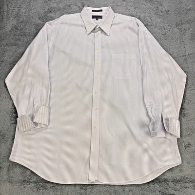 Paul Frederick French Cuff Shirt Men 18.5 35 White Striped LS Button Front - Image 1 of 4