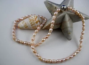 China Zuchtperlen Kette rosegoldlachs Magnetverschluß  50 cm  Perlen Auswahl - Bild 1 von 3