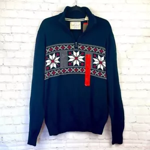 Weatherproof Vintage 1/4 zip pullover Nordic style sweater. Navy. Men's Med. NWT - Picture 1 of 7