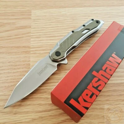 Kershaw Folding Knife 3" 8Cr13MoV Steel Blade Stainless/Green Glass Filled/Nylon - Image 1 of 4
