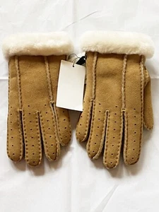 NEU MIT ETIKETT UGG CHESTNUT WILD LEDER LAMMFELL WOLLE GEFÜTTERT HANDSCHUHE GRÖSSE: S/P - Bild 1 von 6