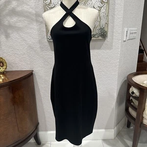 Topshop black sleeveless cross neck stretch dress size 12 - Picture 1 of 13