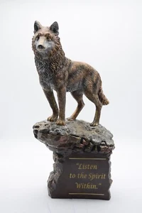 "Listen to Spirit Within Resin Cold Cast Bronze Wolf Sculpture Bradford Exchange - Picture 1 of 9