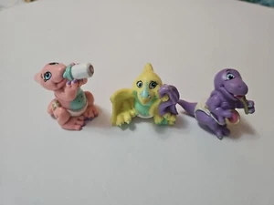 3 Vintage 1992 MAGIC DIAPER BABY DINOS Dinosaur PVC Figures 1.75" Galoob RARE - Picture 1 of 11