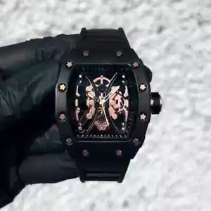 Men's Luxury Watch Hip Hop Casual Sports Black Silicone Band Waterproof Fashion - Picture 1 of 2