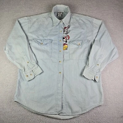 Camisa vaquera Looney Tunes 1993 de colección para mujer pequeña azul 100 % algodón Navidad Foto 1 de 4