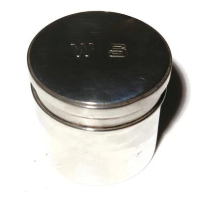 Tocador de baño de viaje Gustave Keller c1900 Francia 950 esterlina tarro redondo con tapa Foto 1 de 2