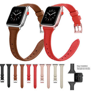 Women Slim Leather Band for Apple Watch Series 5 4 3 2 38mm 42mm 40mm 44mm Strap