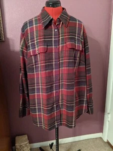 Ralph Lauren Flannel Red Long Sleeve 3X Women Plaid Shirt Button Down XXXL - Picture 1 of 8
