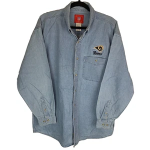 NFL Vintage St Louis Rams Football NFL Long Sleeve Denim Shirt Size Men's Large - Picture 1 of 11