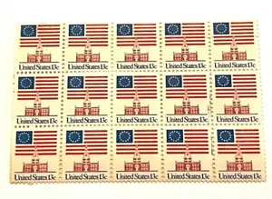 U.S. 1975 - 13 Cents Flag Over Independence Hall, Block of 15 #1622 Mint NH - Picture 1 of 5