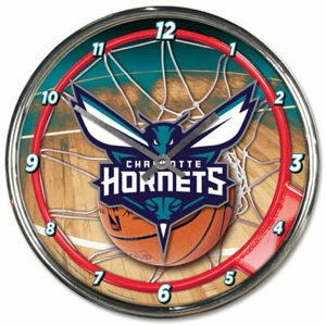 Reloj de pared redondo cromado de 12" NBA Charlotte Hornets decoración de cueva para fanáticos - Imagen 1 de 1