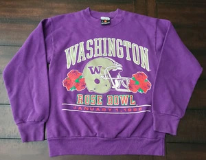 Vintage 90s University Of Washington UW Huskies Rose Bowl Crewneck Sweatshirt M - Picture 1 of 6