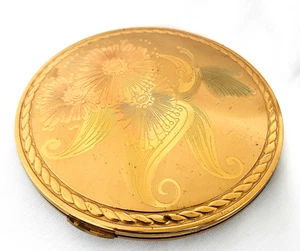 Elgin American Flower Powder Compact 3 7/8"W Butterfly Art Deco Vintage EUC - Picture 1 of 6