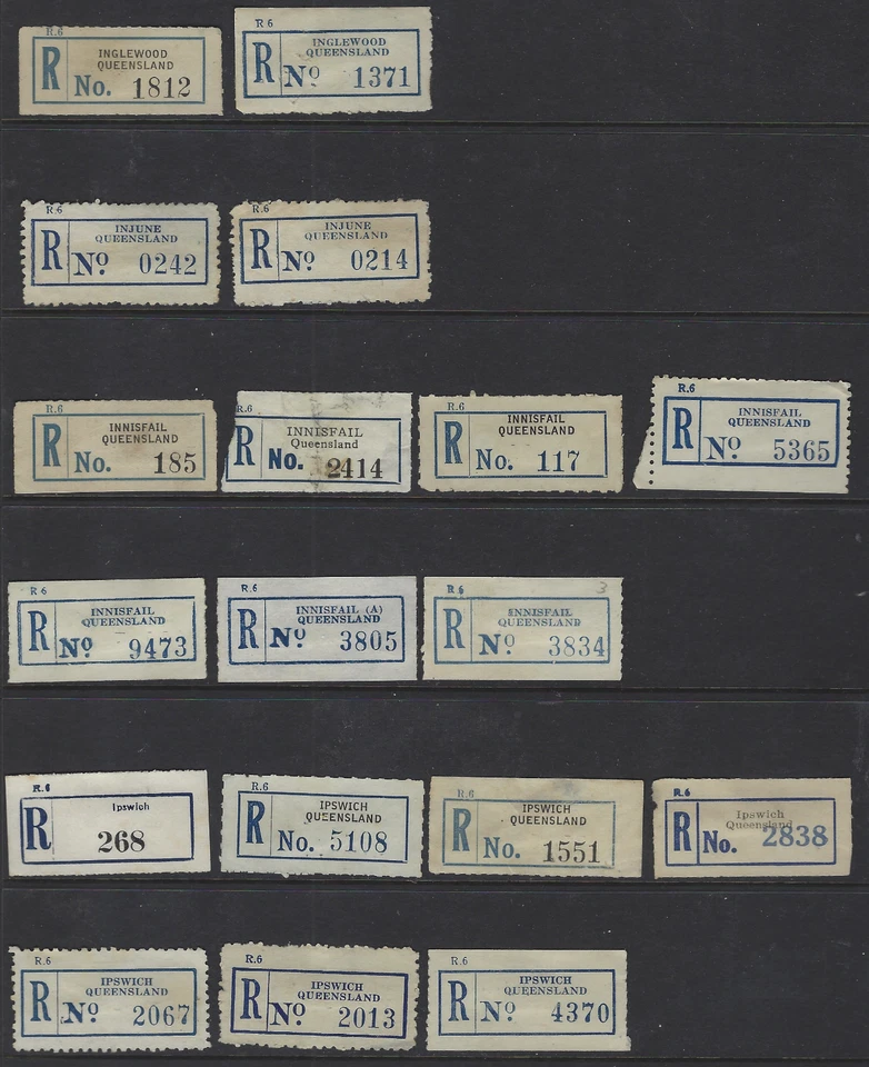 Etiquetas de registro de Australia Queensland Inglewood Injune Innisfail, Ipswich Foto 1 de 1