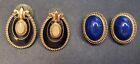 Vintage Estate Finds: Earrings 2 Pair Black/Gold & Blue/Gold