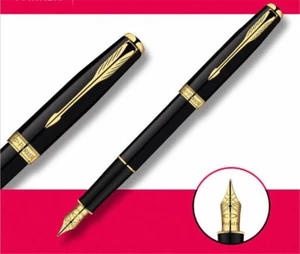 Parker Sonnet Fountain Pen Matte Black Gold Clip With Fine 0.5mm Steel Nib - Picture 1 of 8