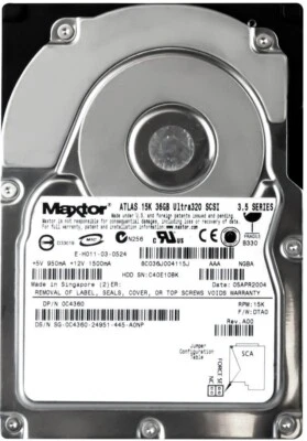 Hard Drive Dell 0C4360 C4360 36GB 15000U/Min 8MB SCSI U320 8C036J0 3.5'' Inch - Image 1 of 3