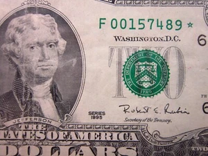 USA $2 1976 Star F Atlanta F00157489* Replacement Note Federal Reserve Money - Picture 1 of 3