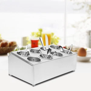 8 Hole Stainless Steel Flatware Holder Commercial Silverware Storage Organizer - Picture 1 of 17