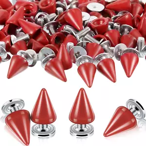 100 Sets Studs and Spikes 7 X 10 Mm Metal Red Punk Clothes Cone Screw Back Rivet - Picture 1 of 12