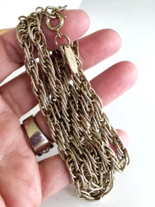 Whiting & Davis Textured Rope Chain Gold Tone Necklace 24-3/8" Spring Ring - Picture 1 of 4