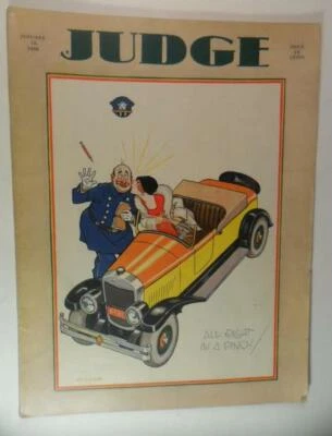 JUDGE MAGAZINE JAN 12 1929 FLAPPER KISS POLICEMAN COVER DR THEODOR SEUSS - Image 1 of 4