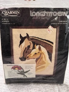 Charmin Longstitchery needlework kit featuring horses 11”x14” - Picture 1 of 4