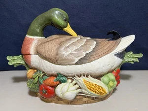 Le Cordon Bleu Country Life Fine Porcelain Tureen Mallard Duck Franklin Mint - Picture 1 of 10