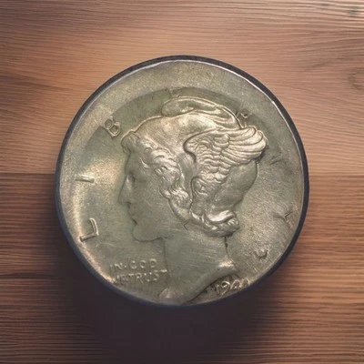 1944 D, Mercury Silver Dime, Off Center Mint Error, BU, Great Error Coin - Image 1 of 4