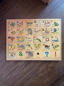 Vintage 2-sided Alphabet Reading Numbers Math &More Wooden Puzzle Tiles Complete - Picture 1 of 10