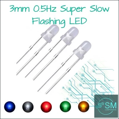 100pcs 3mm Diffused 0.5Hz Slow flashing LED Blinking Light Emitting Diode Round - image 1 of 4