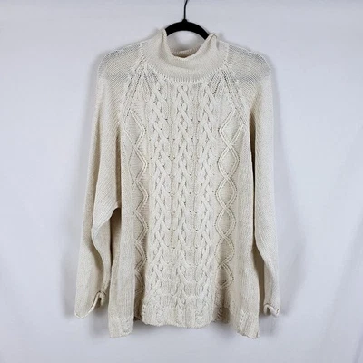 Suéter The Limited Cableknit Cuello Redondo Pescador Costero Mujer M Algodón Ramie Foto 1 de 4