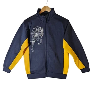 Women's Podium Horse Care Safety Jacket Sz 12 Equestrian Riding Blue Gold Silver - Bild 1 von 14