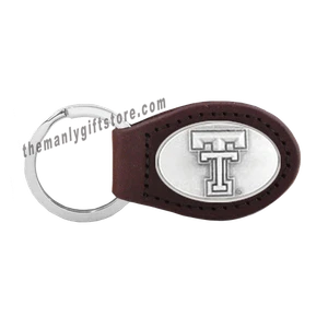 NCAA Texas Tech Red Raiders  Zep-Pro Leather Concho Key Fob brown keychain - Picture 1 of 1