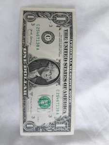 $1 One Dollar Bill Fancy Serial Number - Broken Ladder Note - - Picture 1 of 8