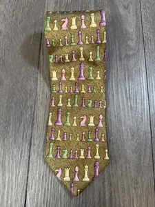 Ermenegildo Zegna Krawatte Schachfigur Mehrfarbig Geometrisch 100% Seide Made in Italy - Bild 1 von 8