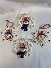 Patriotic Santa & Snowmen Snowflake Christmas Decorations Set of 4 Soft Resin 