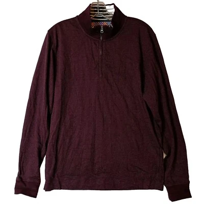 Pullover Robert Graham 1/4 Cremallera Triple Corona Para Hombre M Berry Calce Clásico Algodón Foto 1 de 4