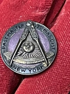Antiguo Masón Pin Botón - Pasado Maestro Nueva York 7mo Distrito Francmasón - Imagen 1 de 6